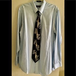 Kirkland dress shirt blue and white 16 1/2 x 36 striped tie is not inclu…